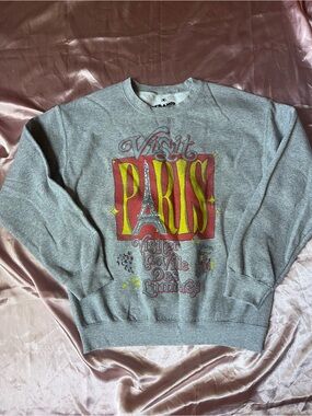 Gray 'Visit Paris' Graphic Crewneck Sweatshirt - Classic Casual